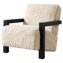 Load image into Gallery viewer, Paquet - Faux Fur Upholstered Chair Solid Wood Arms - Latte