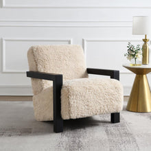 Load image into Gallery viewer, Paquet - Faux Fur Upholstered Chair Solid Wood Arms - Latte