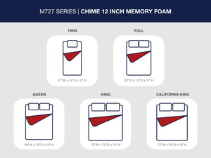 Chime 12 Inch Memory Foam - White - California King Mattress - 12-inch