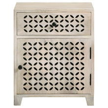 Load image into Gallery viewer, August - 1-Drawer Trellis Pattern Storage Cabinet - White Washed