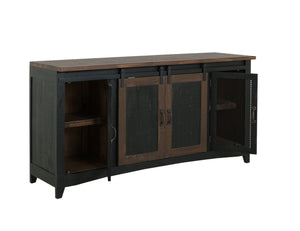 Pueblo Black - TV Stand / Console / Wall Unit - Black / Medium Brown