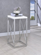 Load image into Gallery viewer, Edmund - Square Accent Side Table - White High Gloss And Chrome
