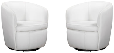 Barolo - 100% Italian Leather Swivel Club Chair (Set of 2)