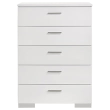 Load image into Gallery viewer, Felicity - 5-Drawer Bedroom Chest - White High Gloss