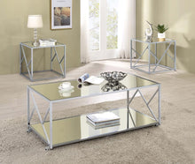 Load image into Gallery viewer, Provins - 3 Piece Occasional Table Set - Clear Mirror And Chrome