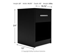 Load image into Gallery viewer, Finch - Black - One Drawer Night Stand - 23&quot; Height