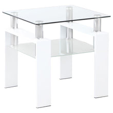 Load image into Gallery viewer, Dyer - 1-Shelf Square Glass Top Side End Table - White