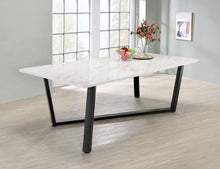Load image into Gallery viewer, Mayer - Rectangular Faux Marble Dining Table - White