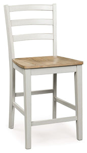 Purlaney - Antique White / Natural - Barstool (Set of 2)