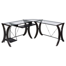 Load image into Gallery viewer, Monterey - Glass Top L-Shape Computer Desk - Cappuccino