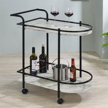 Load image into Gallery viewer, Desiree - 2-Tier Faux Marble Shelf Metal Bar Cart