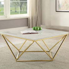 Load image into Gallery viewer, Meryl - Square Faux Marble Top Coffee Table - White And Gold