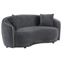 Load image into Gallery viewer, Brookside - Velvet Upholstered Curved Loveseat - Dark Gray