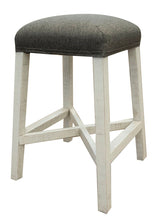 Load image into Gallery viewer, Stone - Stool With Fabric Seat - Antiqued Ivory / Weathered Gray