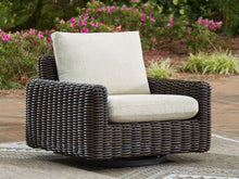 Load image into Gallery viewer, Kimora - Beige / Dark Brown - 7 Pc. - 4-Piece Outdoor Sectional, Swivel Glider Lounge, Cocktail Table, End Table