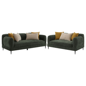 Jade - 2 Piece Chenille Upholstered Sofa Set - Green