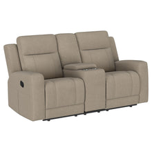 Load image into Gallery viewer, Brentwood - Upholstered Motion Reclining Loveseat With Console - Taupe