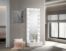 Load image into Gallery viewer, Luxo - Tall Lighted Drawer Vanity Mirror - White