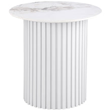 Load image into Gallery viewer, Rowena - Round Sintered Stone End Table - White Faux Marble