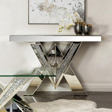 Load image into Gallery viewer, Taffeta - Glass Top Mirrored Acrylic Table