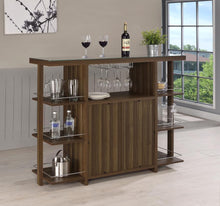 Load image into Gallery viewer, Evelio - 6-Shelf Glass Top Home Bar Wine Cabinet - Walnut