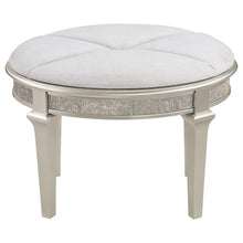 Load image into Gallery viewer, Evangeline - Upholstered Oval Vanity Stool Silver And Ivory - Silver Oak