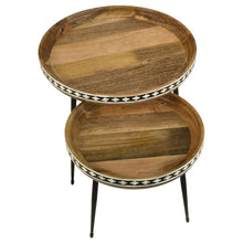 Load image into Gallery viewer, Ollie - 2 Piece Solid Wood Bone Inlay Nesting Table - Natural