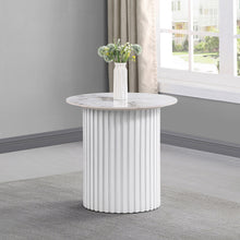 Load image into Gallery viewer, Rowena - Round Sintered Stone End Table - White Faux Marble