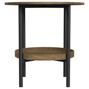 Delfin - Round Glass Top Side End Table - Black And Brown