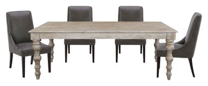 Crossings - Rectangular Dining Table With 4 Upholstered Chairs - Whitewash & Black