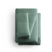 Load image into Gallery viewer, Linen-Weave Cotton Twin Sheet Set - Sage