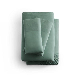 Linen-Weave Cotton California King Sheet Set - Sage