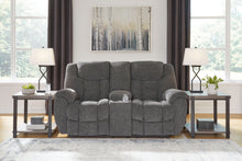 Load image into Gallery viewer, Foreside - Charcoal - Dbl Reclining Loveseat with Console