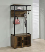Load image into Gallery viewer, Quincy - 2 Door Coat Rack Hall Tree Storage Bench - Dark Pine