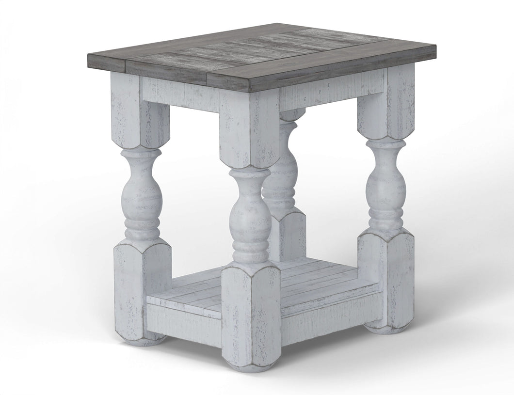 Stone - Chairside Table - Antiqued Ivory / Weathered Gray