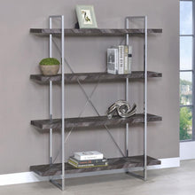 Load image into Gallery viewer, Grimma - 4-Shelf Bookshelf - Rustic Gray And Chrome