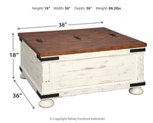Load image into Gallery viewer, Wystfield - White / Brown - Cocktail Table with Storage