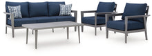 Load image into Gallery viewer, Gali - Gray / Blue - Sofa / Chairs / Table Set (Set of 4)