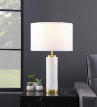Load image into Gallery viewer, Lucius - Drum Shade Marble Body Table Lamp - White