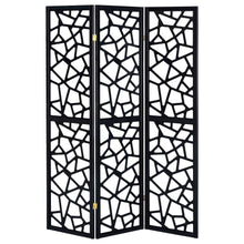 Load image into Gallery viewer, Nailan - 3-Panel Room Divider Folding Screen Open Mosaic - Black