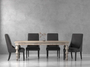 Crossings - Rectangular Dining Table With 4 Upholstered Chairs - Whitewash & Black