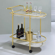 Load image into Gallery viewer, Desiree - 2-Tier Faux Marble Shelf Metal Bar Cart