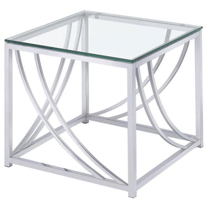 Lille - 3 Piece Glass Top Coffee End Sofa Table Set - Chrome