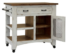 Load image into Gallery viewer, Pueblo White - Kitchen Island With 1 Drawer / 1 Mesh Door - Antiqued White / Brown