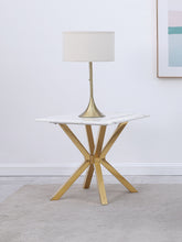 Load image into Gallery viewer, Visalia - Faux Marble Top Stainless Steel End Table - Gold