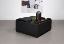 Load image into Gallery viewer, Paris - Upholstered Storage Ottoman With Tray - Black