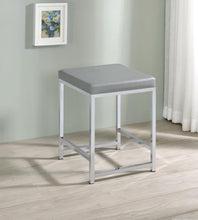 Load image into Gallery viewer, Umbridge - Upholstered Square Padded Cushion Vanity Stool - Light Gray