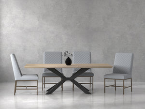 Crossings - Rectangular Dining Table With 4 Upholstered Chairs - Natural & Pearl Silver