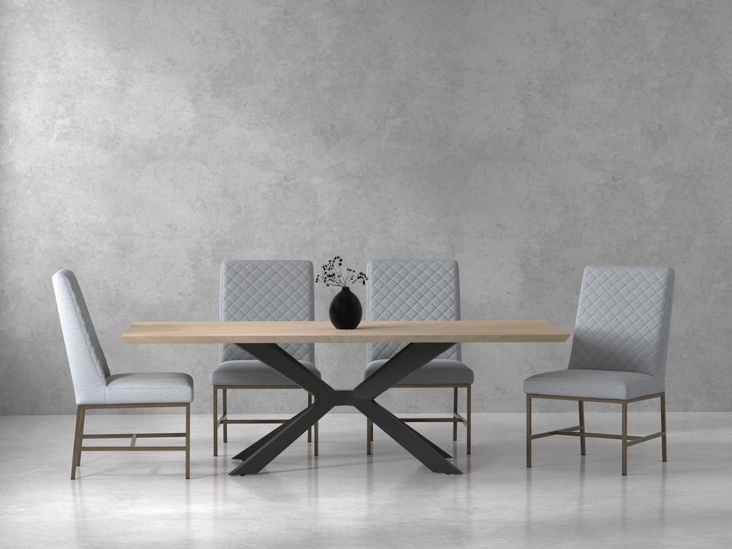 Crossings - Rectangular Dining Table With 4 Upholstered Chairs - Natural & Pearl Silver