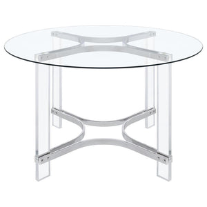 Keeling - Round Glass Top Acrylic Dining Table - Chrome